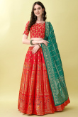 Woven Zari Art Silk Red Art Silk Panelled Style Lehenga