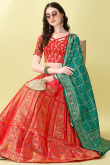 Woven Zari Art Silk Red Art Silk Panelled Style Lehenga
