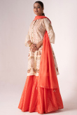 Woven Zari Coral Peach Cotton A Line Lehenga