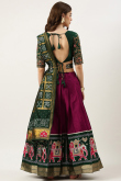 Woven Zari Dark Pink Silk Pleated Lehenga