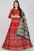 Woven Zari Elaborated Red Lehenga Choli 