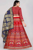Woven Zari Elaborated Red Lehenga Choli 