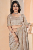 Woven Zari Grey Beige Silk Light Weight Saree