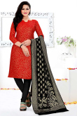Woven Zari Jacquard Rust Orange Churidar Suit