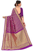 Purple Heavy Work Jacquard Saree for Party 