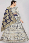 Woven Zari Lehenga Choli in Light Grey Color 