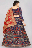 Woven Zari Lehenga Choli in Navy Blue Color 