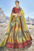 Woven Zari Multi Color Silk Panelled Style Lehenga 
