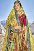 Woven Zari Multi Color Silk Panelled Style Lehenga 