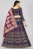Woven Zari Navy Blue Lehenga Choli 
