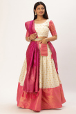 Woven Zari Ivory Flared Silk Lehenga 