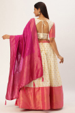 Woven Zari Ivory Flared Silk Lehenga 