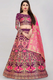 Woven Zari Plum Purple A-line Lehenga Choli 