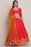 Woven Zari Silk Carrot Pink Lehenga