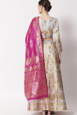 Woven Zari Silk Light Grey Panelled Style Lehenga 
