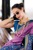 Woven Zari Silk Mauve Broad Border Saree