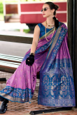 Woven Zari Silk Mauve Broad Border Saree