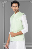 Pistachio Green Traditional Silk Men Waist Coat for Sangeet