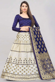 Woven Zari Silk White Lehenga