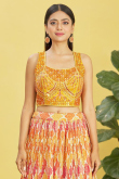 Yellow Bandhej Print Chinnon Lehenga For Haldi 