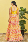 Yellow Bandhej Print Chinnon Lehenga For Haldi 