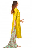 Sequins Work Party Wear Churidar Suit in Yellow Chanderi Cotton