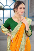Yellow Chiffon Saree With Mukaish Work 