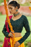 Yellow Cotton Silk Printed Lehenga