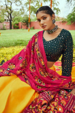 Yellow Cotton Silk Printed Lehenga