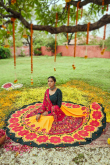 Yellow Cotton Silk Printed Lehenga