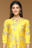 Yellow Taffeta Silk Patiala Suit With Zari Work for Eid