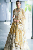 Yellow Embroidered Net A Line Lehenga for Wedding & Party