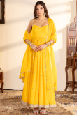 Yellow Georgette Anarkali Suit with Sequins for Haldi