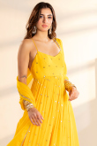 Yellow Georgette Anarkali Suit with Sequins for Haldi