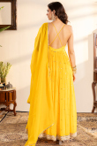 Yellow Georgette Anarkali Suit with Sequins for Haldi