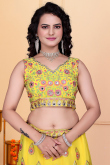 Yellow Georgette Embroidered Panelled Style Lehenga 