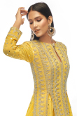 Yellow Georgette Faux Mirror Embroidered Lehenga