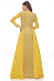 Yellow Georgette Faux Mirror Embroidered Lehenga