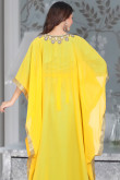 Yellow Georgette Front Slit Embroidered Kurti