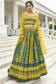 Yellow Georgette Printed Lehenga