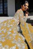 Yellow Floral Party Wear Lehenga in Net