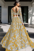 Yellow Floral Party Wear Lehenga in Net