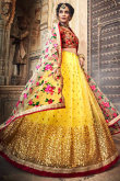 Yellow Net Lehenga Choli With Sequins Work