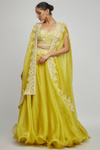 Yellow Organza A-Line Jacket Style Lehenga For Haldi