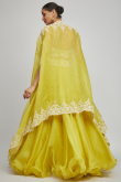 Yellow Organza A-Line Jacket Style Lehenga For Haldi