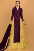 Yellow Organza Flared Lehenga With Long Choli 