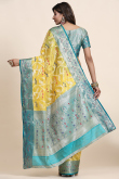 Yellow Organza Silk Saree With Weaved Work For Haldi