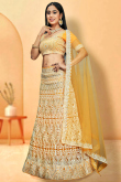 Yellow Sequins Embroidered Panelled Style Lehenga For Haldi 
