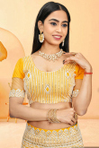 Yellow Sequins Embroidered Panelled Style Lehenga For Haldi 