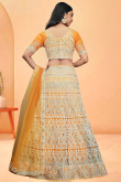Yellow Sequins Embroidered Panelled Style Lehenga For Haldi 